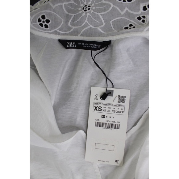 Zara NWT Loose Fitted Cropped Style Embroidered Collar Top XS - Picture 13 of 15